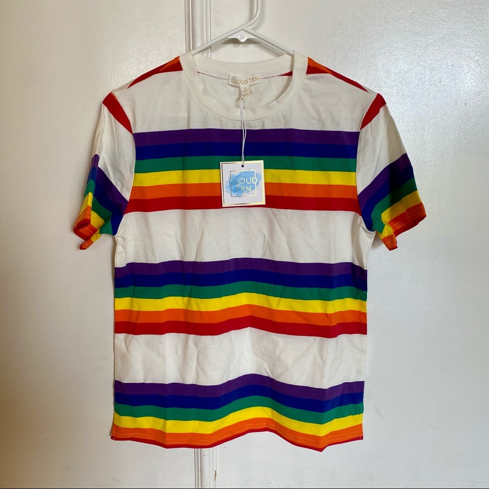 Cloud Ten Rainbow Striped T Shirt